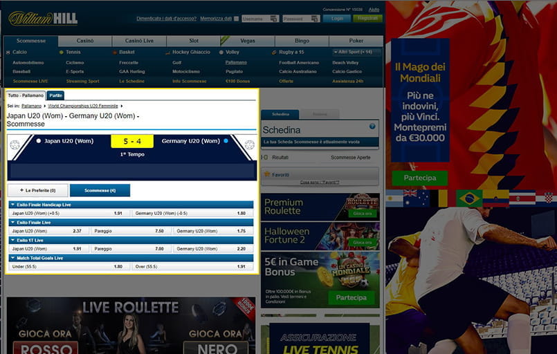 Le statistiche live sulla pallamano su William Hill