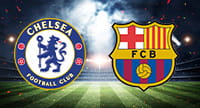 Gli stemmi del Barcellona e del Chelsea