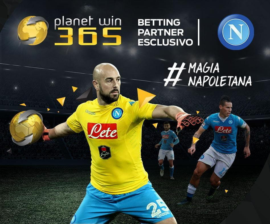 Il marchio Planetwin365 con Pepe Reina, Marek Hamsik e Lorenzo Insigne