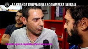 Un fermo immagine della puntata delle Iene del 3 0ttobre 2017 sulle scommesse illegali in Italia.