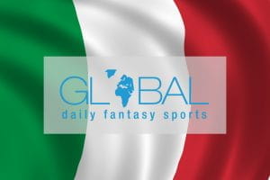 La bandiera italiana su cui si staglia il logo di Global Daily Fantasy Sports