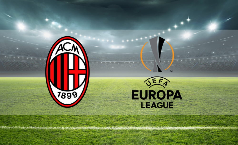 Stadio con loghi Associazione Calcio Milan e Uefa Europa League