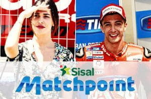 Belen Rodriguez, Andrea Iannone e il logo di Sisal Matchpoint