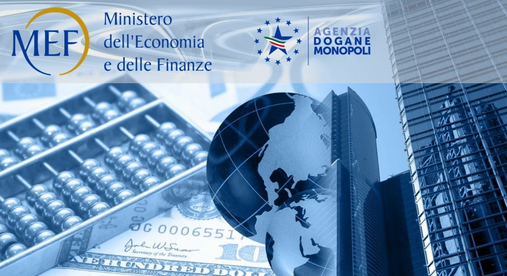 Il logo del ministero dell’economia e delle finanze quello dell'agenzia dogane monopoli