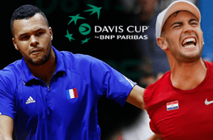 Jo-Wilfried Tsonga, il logo della Coppa Davis, Borna Coric