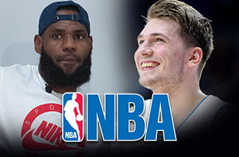 LeBron James, Luka Doncic, il logo NBA