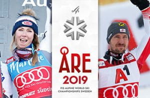Mikaela Shiffrin, il logo dei mondiali di sci alpino di Åre, Marcel Hirscher