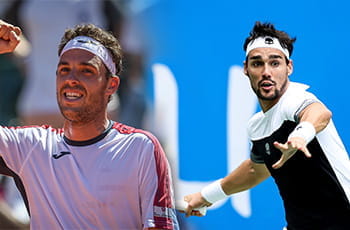 I tennisti italiani Fabio Fognini e Marco Cecchinato