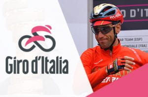 Il logo del Giro d’Italia e Vincenzo Nibali
