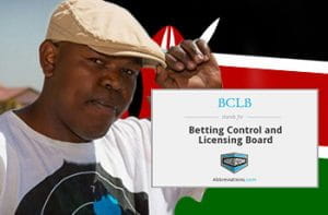 MC Moreydoc, la bandiera del Kenya e il logo dell'autorità di controllo kenyota di gioco e scommesse