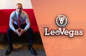 Il country manager di LeoVegas per l’Italia Niklas Lindahl, il logo di LeoVegas