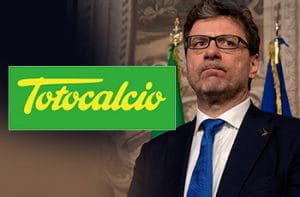 Il sottosegretario Giancarlo Giorgetti e il logo del Totocalcio