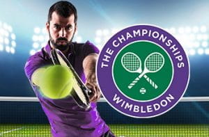 Un tennista generico e il logo di Wimbledon
