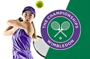 Una tennista generica e il logo di Wimbledon