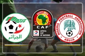 I loghi della Coppa d'Africa 2019 e delle nazionali algerina e nigeriana