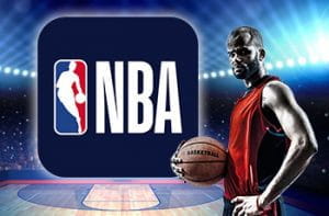 Un giocatore di basket generico con la casacca rossa e il logo NBA
