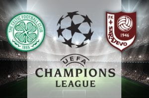 I loghi di Celtic Glasgow, FK Sarajevo e Champions League