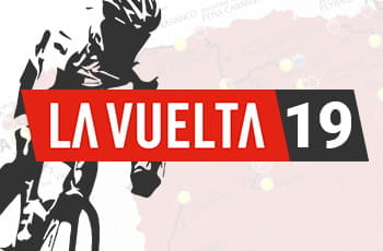 La sagoma di un ciclista e il logo della Vuelta 2019