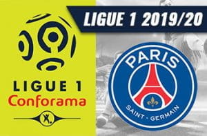 Il logo della Ligue 1 e lo stemma del Paris Saint-Germain