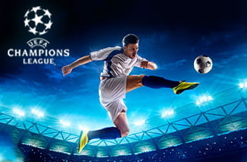 Il logo della Champions League 2019-2020, un calciatore in azione