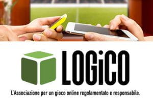 Due persone con tablet e smartphone davanti a uno schermo che trasmette una partita di calcio e il logo di LOGiCO