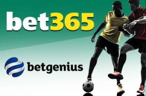 Il logo di bet365, il logo di Betgenius, due calciatori che si contendono un pallone