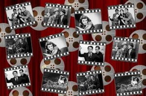 Una serie di fotogrammi di vecchi film in bianco e nero