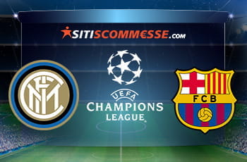 I loghi della Champions League, dell'Inter e del Barcellona