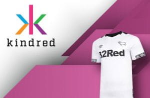 La maglia del Derby County e il logo di Kindred Group