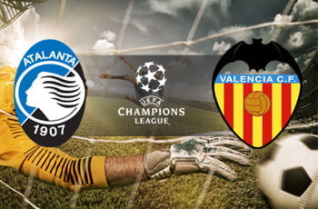 I loghi di Atalanta, Valencia e Champions League