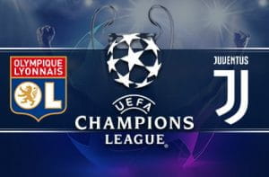 I loghi di Olympique Lione, Juventus e Champions League