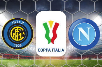 I loghi di Inter, Napoli e Coppa Italia