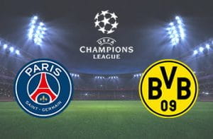 I loghi di Paris Saint-Germain, Borussia Dortmund e Champions League