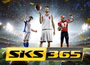 Un calciatore, un cestista e un giocatore di football americano con il logo di SKS365