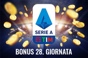 Il logo della Serie A 2029-2020, dei gettoni d’oro e la scritta “Bonus 28. giornata”