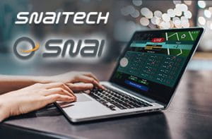Un laptop e i loghi di SNAI e Snaitech