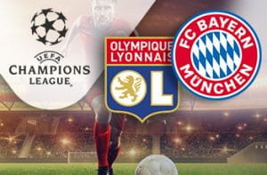 I loghi di Olympique Lione, Bayern Monaco e Champions League