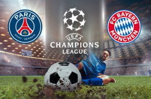 I loghi di Paris Saint-Germain, Bayern Monaco e Champions League