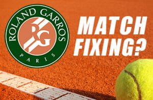 Il logo del Roland Garros, una pallina da tennis e la scritta "Match fixing?"