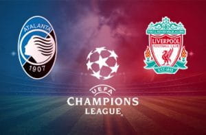 I loghi di Atalanta, Liverpool e Champions League