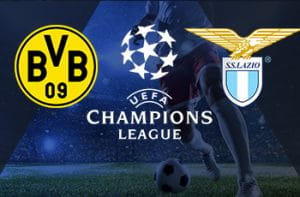 I loghi di Borussia Dortmund, Champions League e Lazio