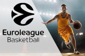 Il logo della Euroleague e un giocatore di basket in azione