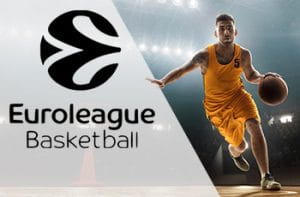 Il logo della Euroleague e un giocatore di basket in azione