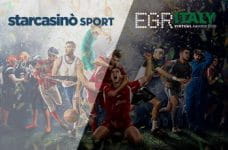 I loghi di StarCasinò.sport, EGR Italy Awards e alcuni sportivi in azione