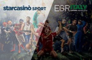 I loghi di StarCasinò.sport, EGR Italy Awards e alcuni sportivi in azione