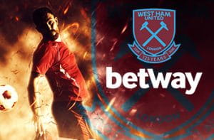 I loghi di Betway e West Ham e un calciatore