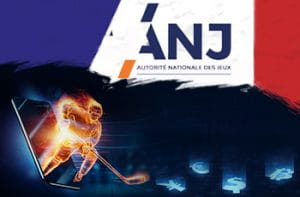 Il logo di ANJ e la sagoma di un giocatore di hockey su ghiaccio