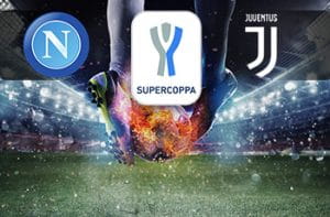 Il logo del Napoli, il logo della Supercoppa italiana 2020, il logo della Juventus