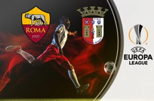 Il logo della Roma, il logo dell’Europa League, il logo del Braga