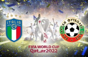 Il logo della nazionale italiana, il logo dei mondiali di Qatar 2022, il logo della nazionale della Bulgaria
